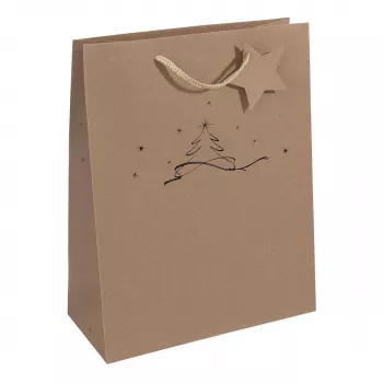 SIGEL Christmas Tree Gift Bag, Large, Brown Kraft Paper, 157 g/m², 1 Piece (GT037)
