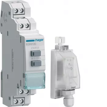 HAGER EGK100 digital weekly timer with Bluetooth and DIN rail mounting