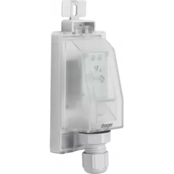 Hager EEN003 Outdoor Light Sensor for Twilight Switches, Surface Mounting, IP55, 1.5 m Cable, Grey