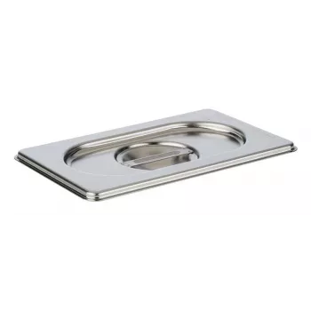 APS GN 1/9 Lid 175 x 108 x 25 mm Stainless Steel, without Spoon Recess, Dishwasher-Safe - 1 Piece (81591)