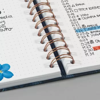 SIGEL Jolie Inspire Heavenly Leaves Spiral Notebook A5 Dot Grid, 120 Pages, 100 g/m² White Paper, Metal Spiral Binding, 1 Piece (JN614)