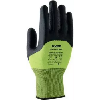 Uvex Handschutz Strick-HS C500 wet plus Cut Protection Gloves, Size 7, Anthracite/Lime 6049607