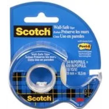 3M Scotch Wall-Safe Tape with Hand Dispenser, 19mm x 16.5m, Transparent, Residue-Free Removal 183-EFDG