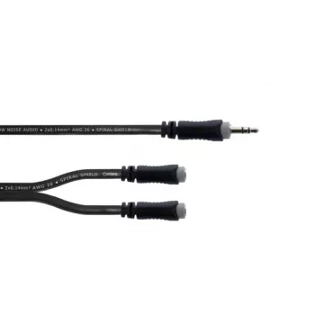Cordial 14883 3.5mm Stereo Y-Adapter Cable, 1x Jack Plug to 2x Jack Socket, 0.3 m, Black