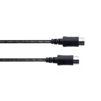 Cordial MIDI Connection Cable 1m, 5-pin DIN Plug to Plug, Black (14894)