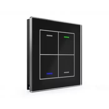 MDT Glass Push Button II Light 4-Gang RGBW Black BE-GTL4TS.01S