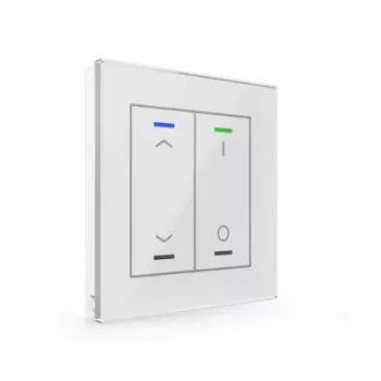 MDT BE-GTL2TW.C1 Glass Push Button II Light 2-Gang RGBW with Temperature Sensor, White, KNX