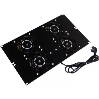 IT-BUDGET Roof Fan Unit for SRK Floor Cabinets - 4 Active Fans - 640 m³/h - Thermostat - Switch - Black (90ITB19SRKXFAN4S)