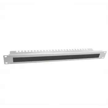 IT-BUDGET 19 inch Cable Management Panel with Brush Strip and Strain Relief Rails, 1U, Light Grey 90ITBKDFPKL1HEG