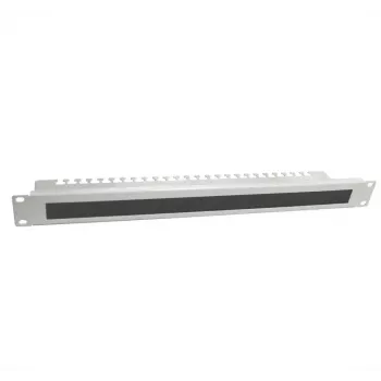 IT-BUDGET 19 inch Cable Management Panel with Brush Strip and Strain Relief Rails, 1U, Light Grey 90ITBKDFPKL1HEG