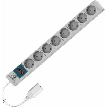 Liebernetz 19 inch 1U Rackmount Metering PDU, 8x Schuko CEE 7/3 Sockets, C14 Input, 3m Cable, Light Grey (90LNSDL20SC083)