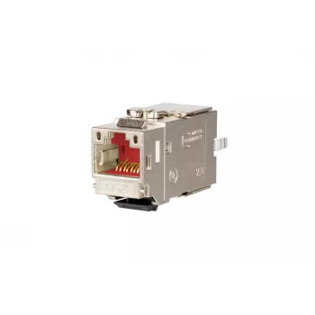 METZ CONNECT C6Amodul K 180° 25G Keystone Jack, Shielded, Cat.6A, 25 Gigabit Ethernet, Tool-Free IDC, Zinc Die-Cast, GHMT-Certified 130B21-25-E