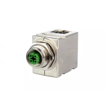 METZ MWN911A115 M12 A-coded 4-pin sensor/actuator panel-mount connector, panel feed-through, plug to socket, IP67