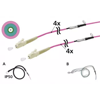 METZ CONNECT OpDAT VIK Universal Cable 4xOM4 LC-LC 50m with Pulling Aid IP50 152U047JJ5050G