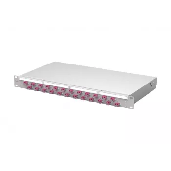 Metz mecatech VIK 24-Port LC Duplex OM4 Fibre Optic Patch Panel, 1U, 19 inch, Light Grey 1504507524-E