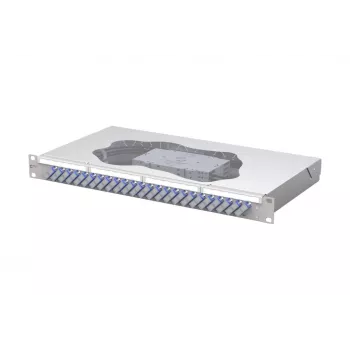 METZ CONNECT 24-Port SC duplex OS2 singlemode fibre splice patch panel, 1U 19 inch rack mount, light grey 150459E224-E