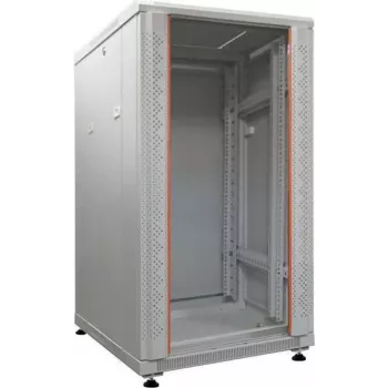 IT-BUDGET 19 inch network cabinet SRK - 18U - 600x600 mm - glass/steel door - assembled - light grey 99ITB19SRK1866GGNM