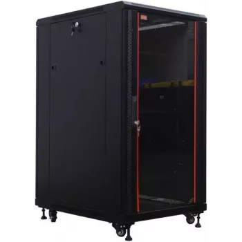 IT-BUDGET 19 inch Network Cabinet SRK - 22U - 600x800 mm - Glass Front Door / Solid Steel Rear Door - Assembled - Black (99ITB19SRK2268GSNM)