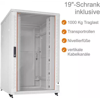 IT-BUDGET 19 inch server rack SRK - 27U - 800x1000 mm - glass/steel door - cable ducts - pre-assembled - light grey (99ITB19SRK27810GGNM)