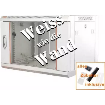 IT-BUDGET 19 inch network rack SWA - 4U - WxD 570x450 mm - glass door - removable side panels - wall & floor mounting - accessory set - pure white (90ITB19WS4645GW)