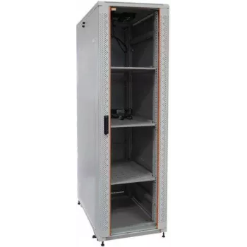 IT-BUDGET 19 inch server rack SRK complete set - 42U - 600x1000 mm - glass/steel door - 4 active fans - PDU - shelves - flatpack - light grey (90ITB19SRK42610GG)