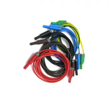 HT INSTRUMENTS KIT TLS-5 safety test lead set, 5 leads, 2 m, 4mm touch-protected banana plugs, CAT IV 600V / CAT III 1000V, 16 A, silicone, red/black/blue/green/yellow 2008250
