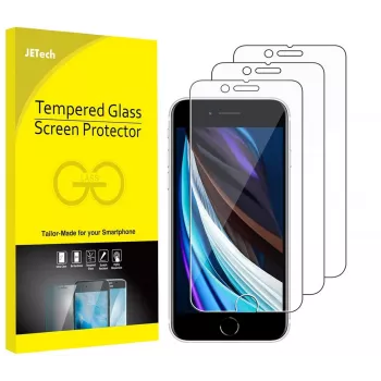 JETech Tempered Glass Screen Protector for iPhone SE 3/2 (2022/2020) 4.7 inch - 3-Pack, 9H, 2.5D, Case-Friendly