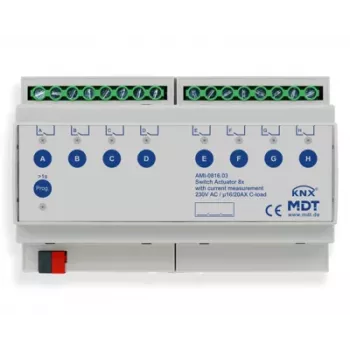 MDT AMI-0816.03 KNX Switching Actuator, 8-Channel, 16/20 A, 230 V, 8 TE, DIN Rail