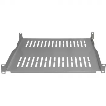 IT-BUDGET 19 inch Rack Shelf / Equipment Shelf - 80 kg Load Capacity - 350 mm Depth - Depth-Adjustable Mounting - Light Grey (90ITB19FBX350G)