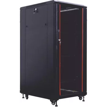 IT-BUDGET 19-Inch Server Rack SRK - 27U - 800x800 mm - Glass/Steel Doors - Cable Ducts - Assembled - Black (99ITB19SRK2788GSNM)