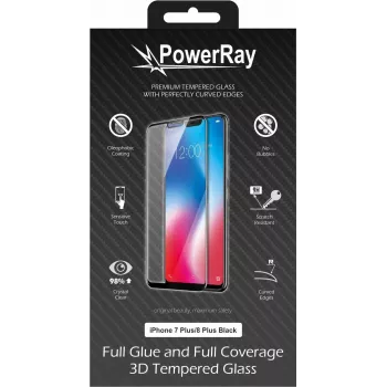 PowerRay Ultra Durable 3D Full Glue Glass Screen Protector for iPhone 7 Plus / 8 Plus, Black PR-3DFGIPH8MBL