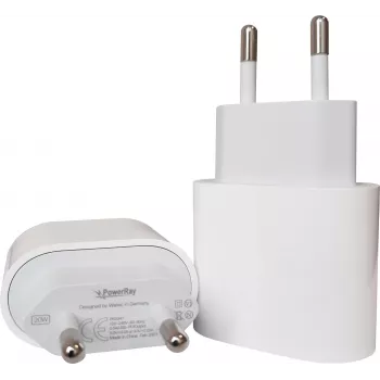 PowerRay PRMHJE3 20W USB-C PD Wall Charger, EU 2-Pin, White, Blister Pack