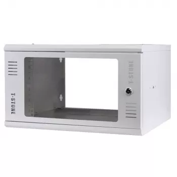 IT-BUDGET 19 inch wall enclosure T-STONE, 6U, 450 mm depth, glass door, lockable, white (90ITBTSWV6545GW)