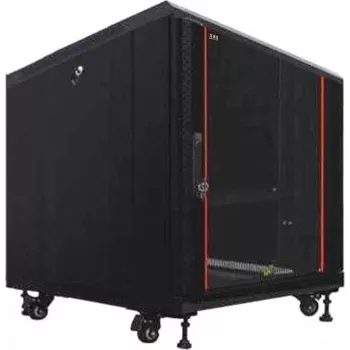 IT-BUDGET 19-Inch Server Rack SRK, 12U, 600x1000 mm, Glass Front Door, Solid Rear Door, Flatpack, Black 90ITB19SRK12610GSN