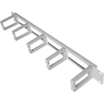 IT-BUDGET 19-inch 1U Cable Management Panel with 5 Plastic Cable Rings, 44x70 mm, Light Grey 90ITBKDFPOB1HEG