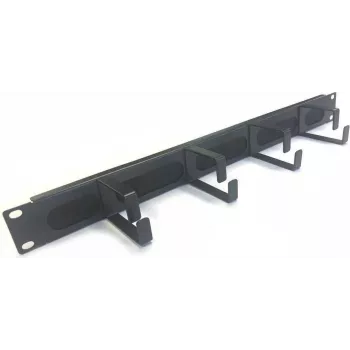 IT-BUDGET 19 inch Cable Management Brush Panel 1U with 4 Metal Cable Clips 44x70 mm Black 90ITBKDFPMB1HES