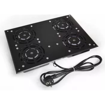 IT-BUDGET Fan Unit for SRK Free-Standing Cabinets - 4 Active Fans - 640 m³/h Airflow - Thermostat - Switch - Black (90ITB19SRKFAN4S)