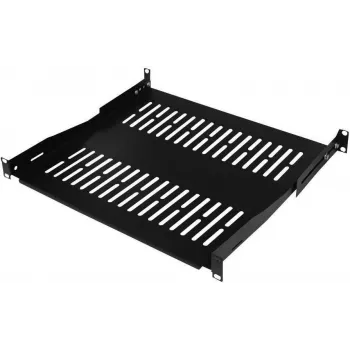 IT-BUDGET 19 inch Rack Shelf / Equipment Shelf, 80 kg Load Capacity, 350 mm Depth, Depth-Adjustable Mounting, Black (90ITB19FBX350S)