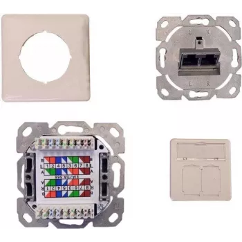 IT-BUDGET Cat.6A shielded flush-mounted network socket, 2 x RJ45, pure white, PoE+ 90ITBDDRW
