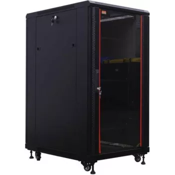 IT-BUDGET 19 inch Server Rack SRK - 27U - 800x1000 mm - Glass/Steel Door - Cable Ducts - Assembled - Black 99ITB19SRK27810GSNM