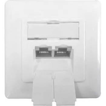 IT-BUDGET Network Data Outlet 2x RJ45 Socket Cat.6A Shielded Light White Flush-Mount Horizontal PoE+ 90ITBDDSW