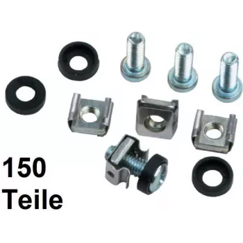 IT-BUDGET Rack Mounting Kit with Cage Nuts for Perforated Rails - M6 - 50 Complete Sets - 150 Pieces 90ITB50BSM6