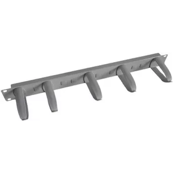 IT-BUDGET 19-Inch 1U Cable Management Panel with 5 Rotatable Plastic Cable Holders, Light Grey 90ITBKFP1HEG