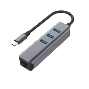 EXSYS EX-1133-N-3 USB 3.2 Gen 1 Hub with 3x USB-A Ports and Gigabit Ethernet (USB-C)