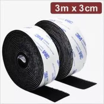 Quadrios 24CA321 Self-Adhesive Hook-and-Loop Tape 3 m x 3 cm Black