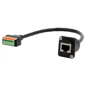 EXSYS EX-49161 D-Type RJ45 Socket to 8-Pin Terminal Block Adapter with Push Button, CAT.5e, 20 cm