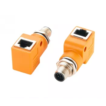 EXSYS EX-49502 M12 A-coded 8-Pin plug to RJ45 socket 90° industrial Ethernet adapter