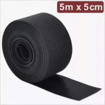 Quadrios 24CA310 Hook-and-Loop Tape, 5 m x 5 cm, Black, Reusable Cable Ties for Bundling and Cable Management