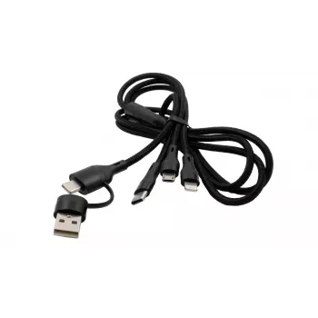 EXSYS EX-K1404 2-in-1 to 3-in-1 USB-C/A to USB-C/Micro B/Lightning Nylon Braided Multi Charging and Data Cable, 1.2m, Black