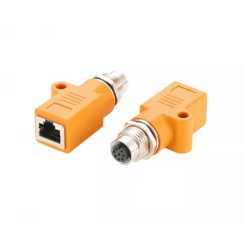 EXSYS EX-49501 Industrial M12 A-Coded 8-Pin Socket to RJ45 Socket Adapter, Gigabit Ethernet, IP67